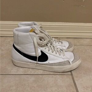 Nike White and Black High-Top Shoes